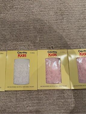 Bnwt Country Kids Ruffle Microfibre Tights in Pink and White size 0-12